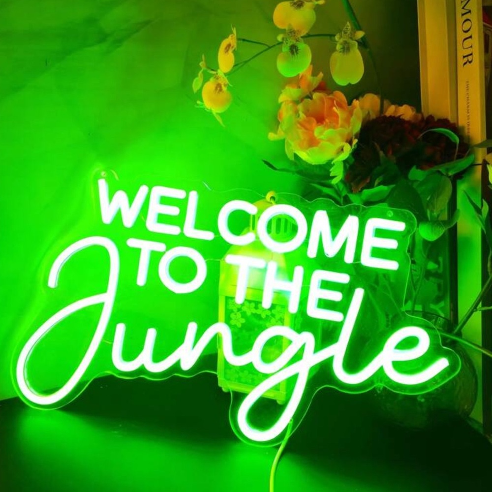 White Welcome To The Jungle neon sign
